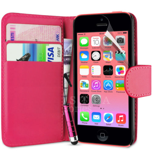 Flipcase wallet voor iPhone 4/4s of 5/5G-roze-jpg