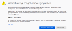 Versio geblokkeerd door de browser-waarschuwing-png