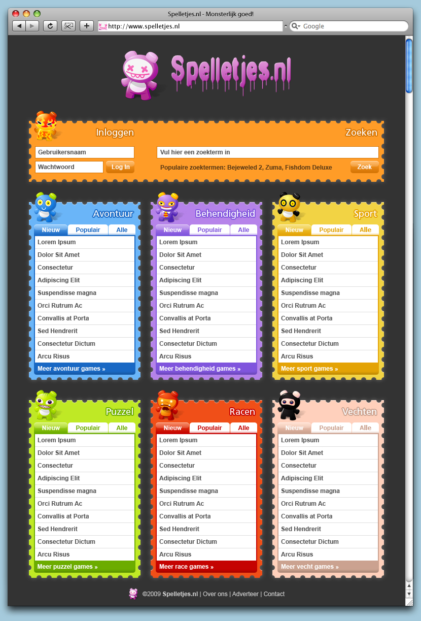 Online spellen layout met monsters-spellen-layout-jpg
