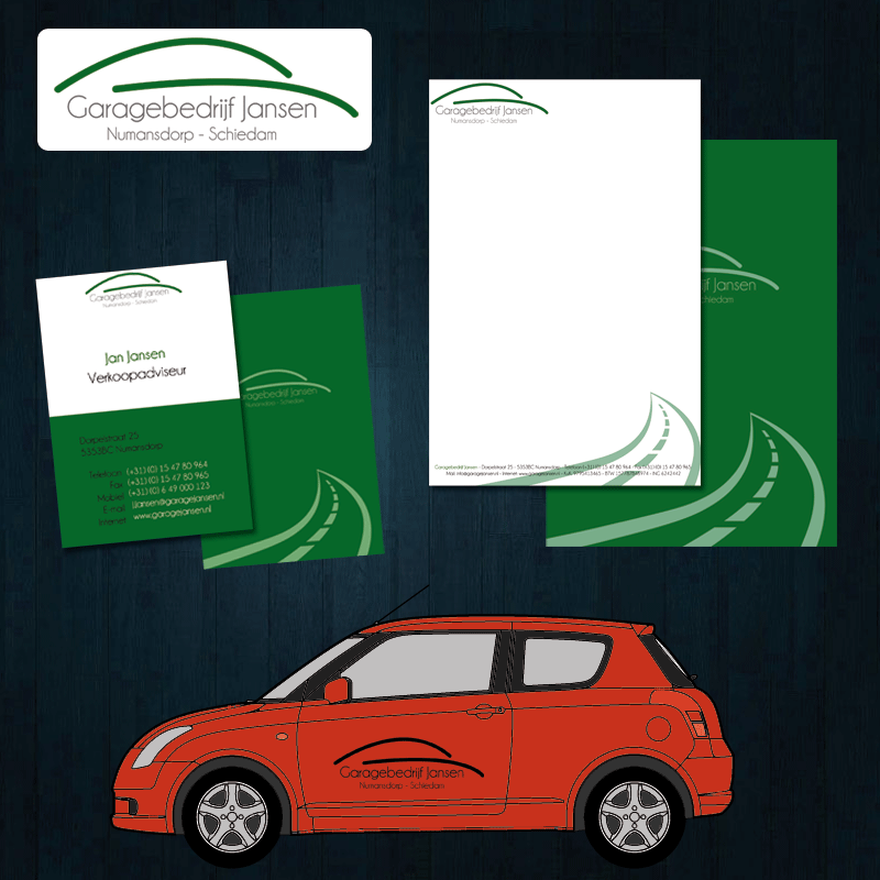 Logo, visitekaartje &amp; briefpapier-garagejansengroen2-gif