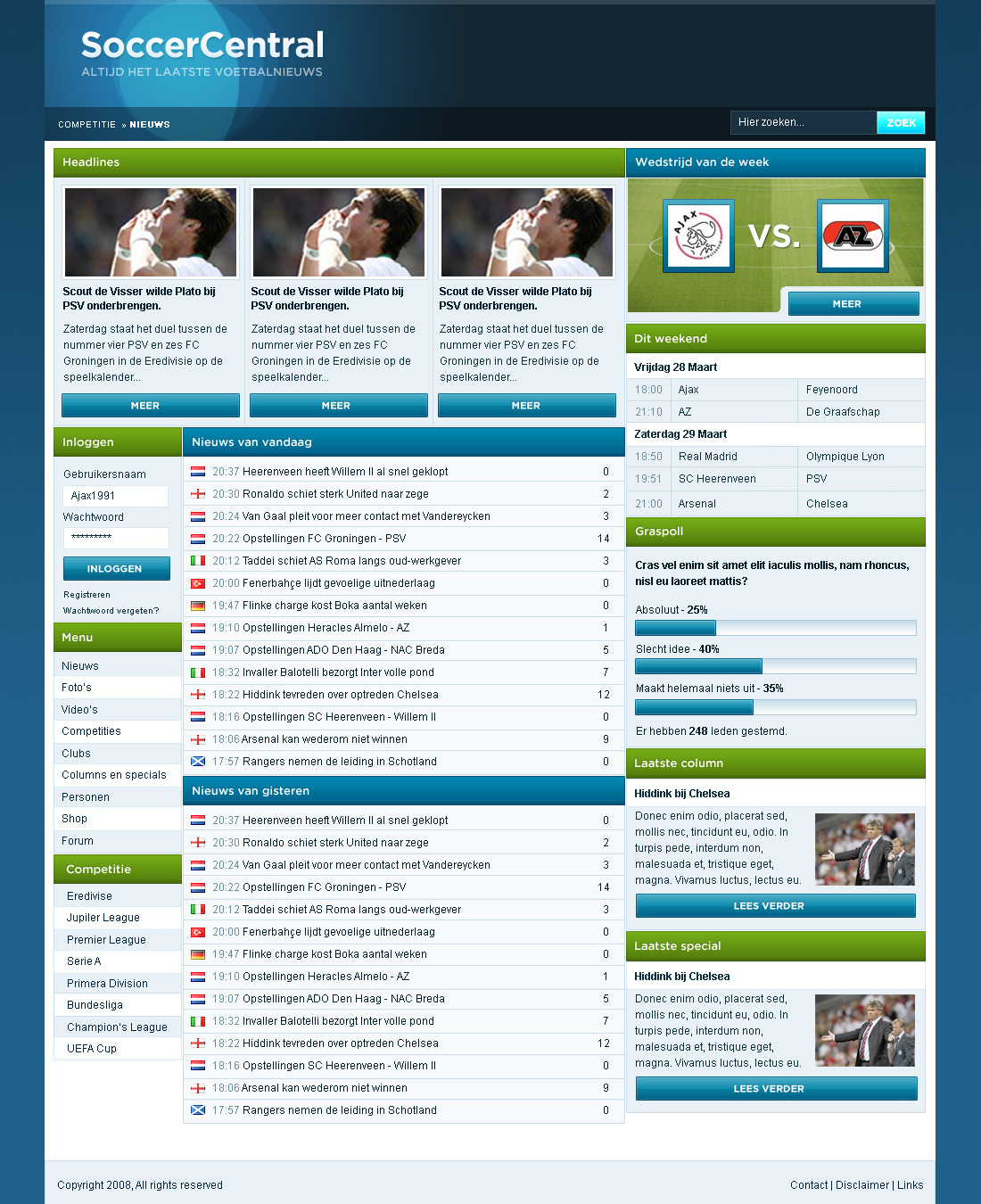 Voetbal layout incl. basing + domein-soccercentral-finalpsd-copy-jpg
