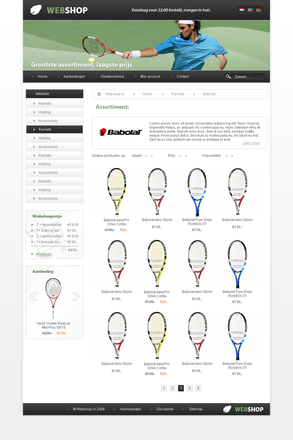 Strakke algemen webshop layout - 5 pagina's-tennis-jpg