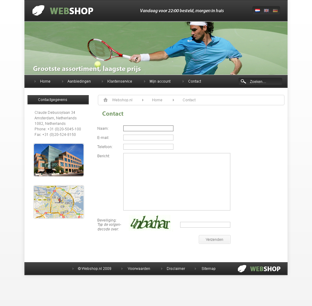 Strakke algemen webshop layout - 5 pagina's-tennis-contact-jpg