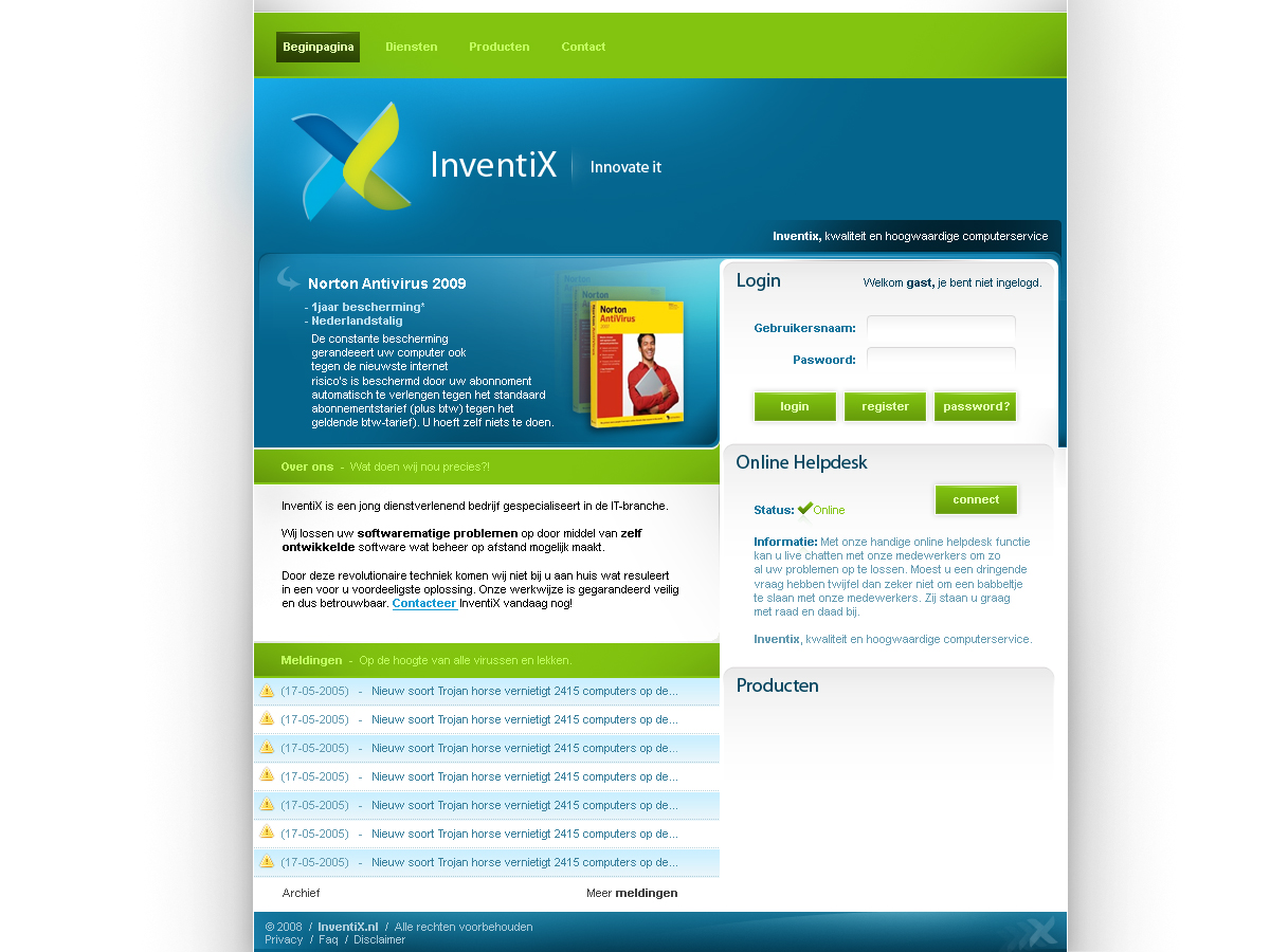 Website voor het aanbieden van een product-inventix-jpg