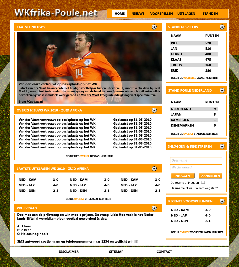 WK Poule Layout