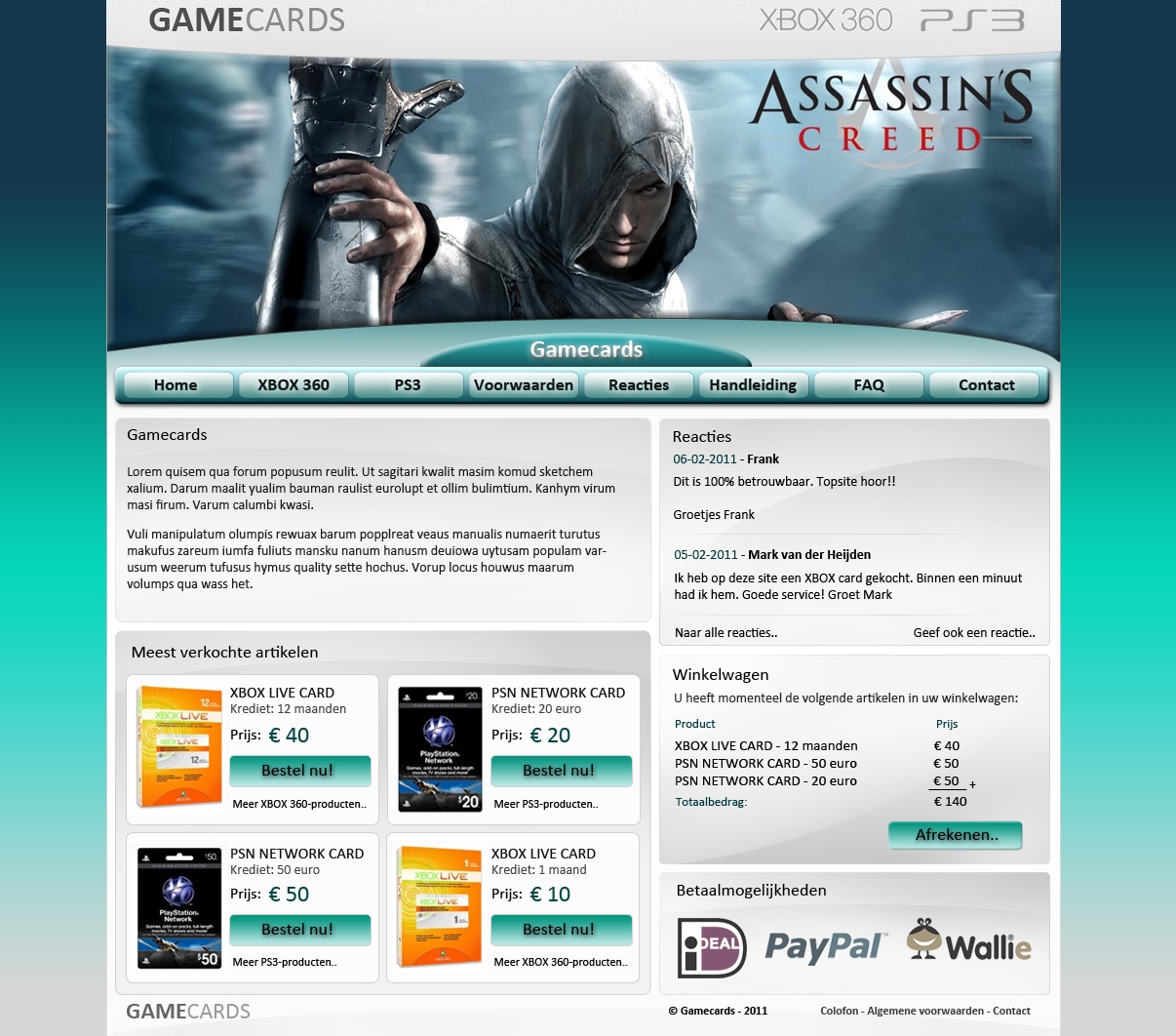 Te koop: Gamecard webshop (XBOX 360/PS3) lay-out-gamemarket-jpg