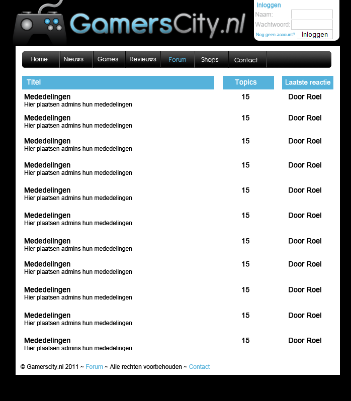 Layout voor game site - 5 Pagina's-forum-png