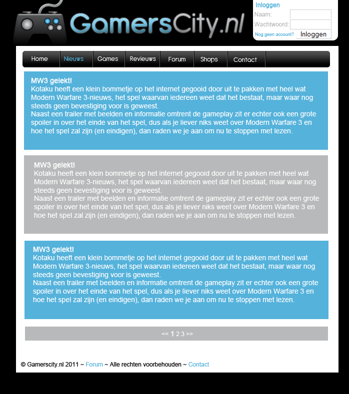 Layout voor game site - 5 Pagina's-nieuws-png