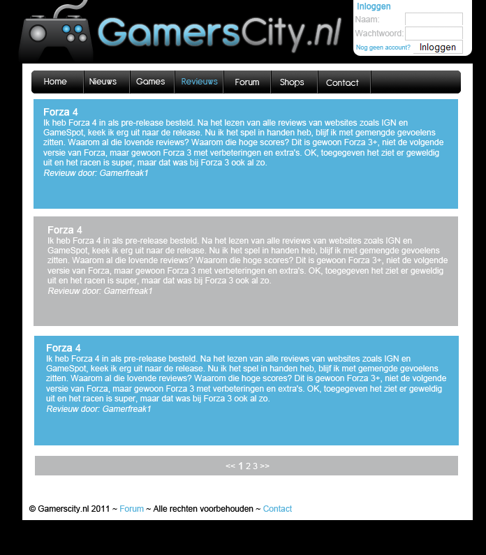 Layout voor game site - 5 Pagina's-revieuws-png