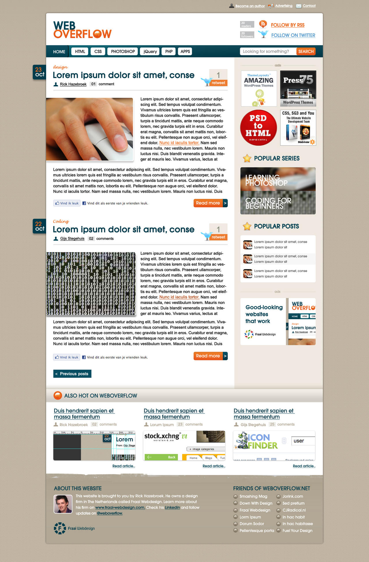Professioneel (Wordpress) weblog template PSD, mooi kleuren palet en logo-weboverflow-fraai-webdesign-jpg
