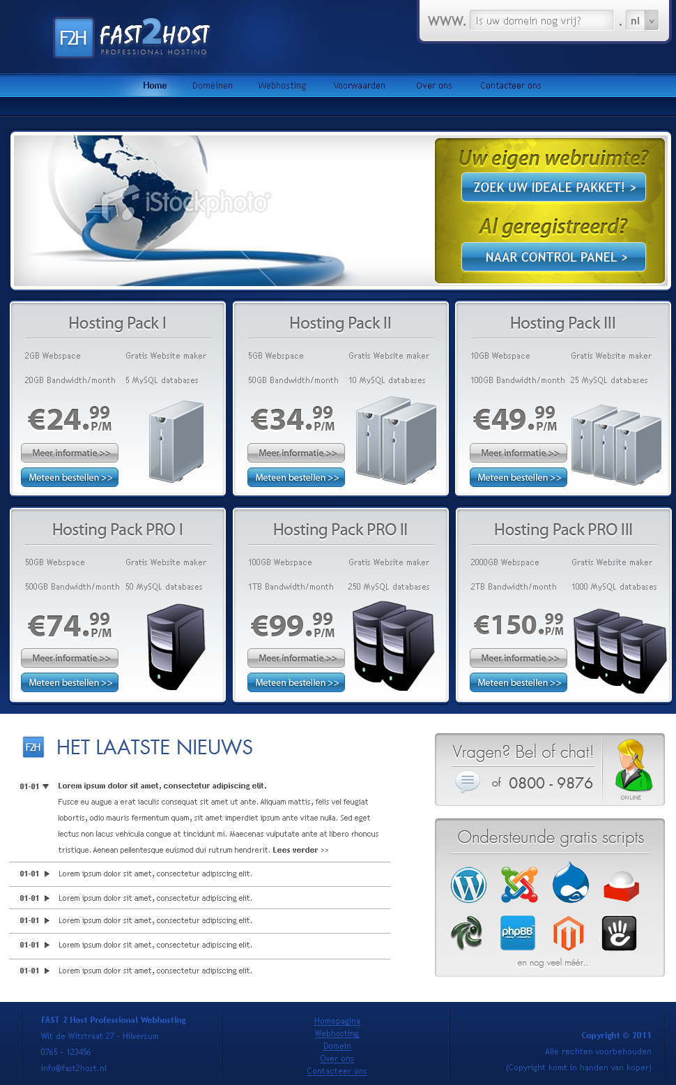 Webhosting layout, donkerblauw-homepagina-png