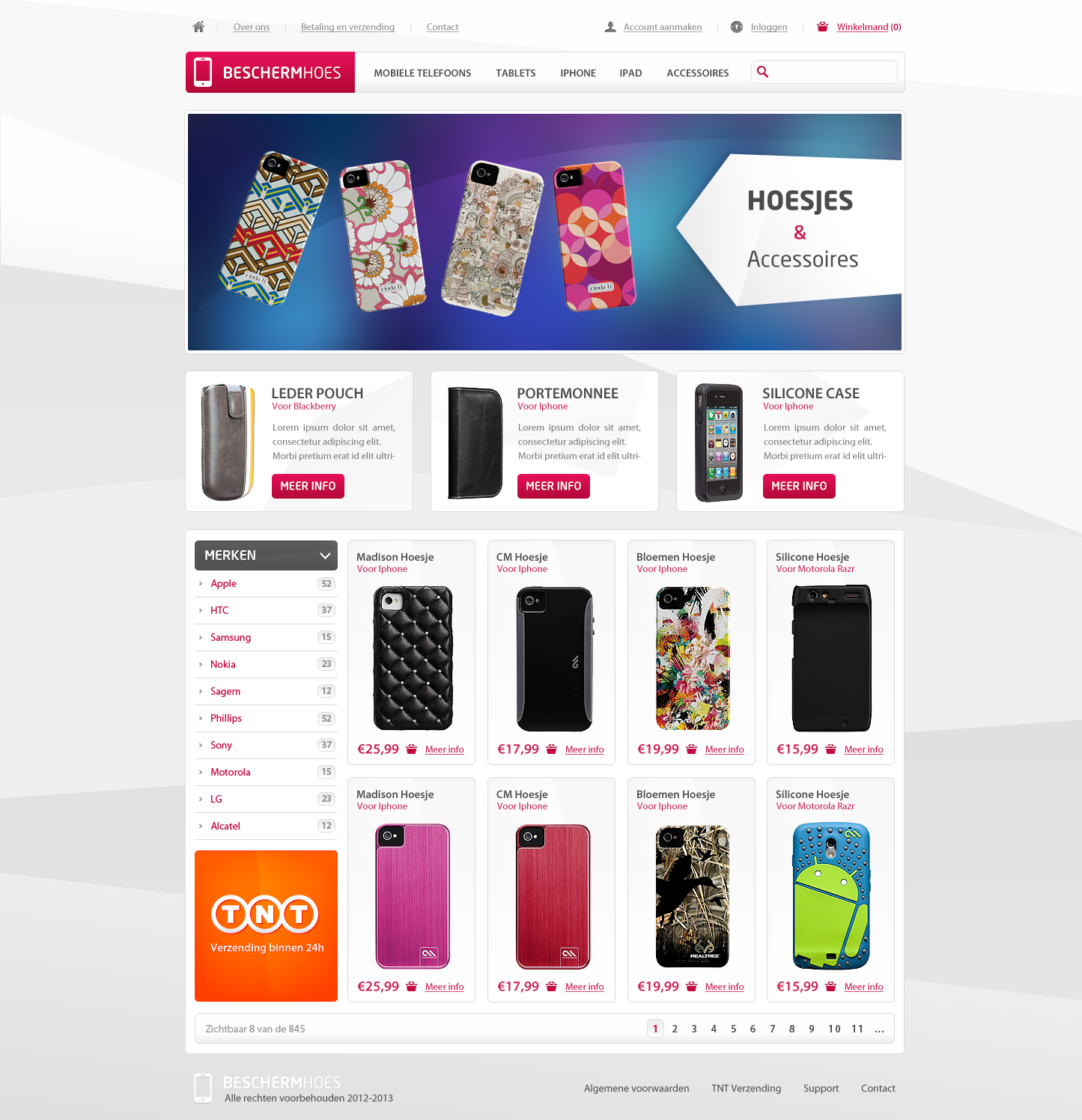 Professionele webshop layout voor hoesjes-design-png