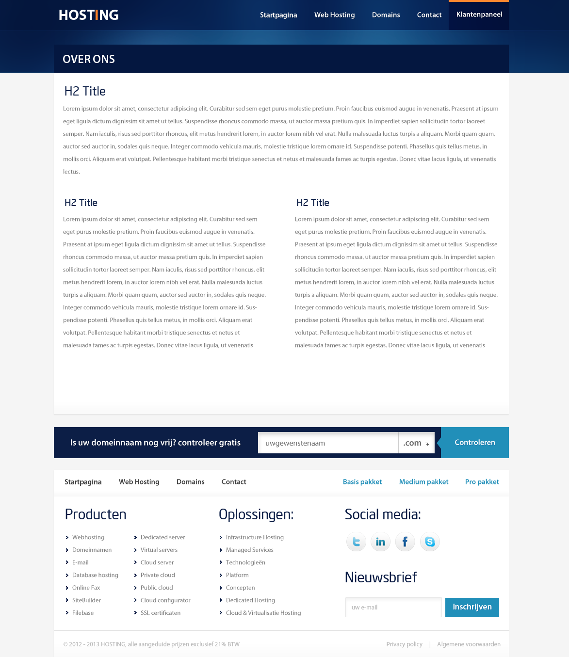 Professionele hosting layout met 4 pagina's-png
