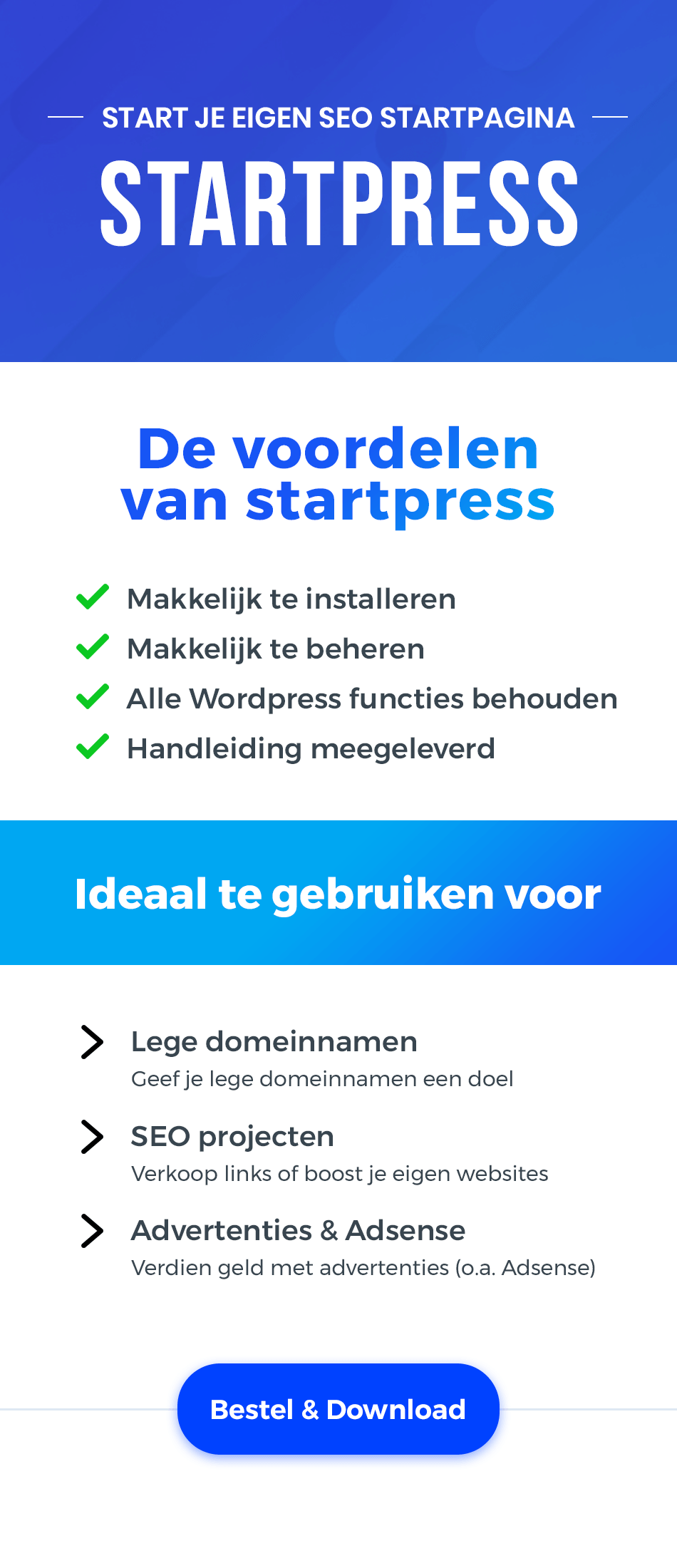 WordPress Startpagina? Voor SEO/linkbuilding, lege domeinnamen, advertenties &amp; meer-startpress-sales-png