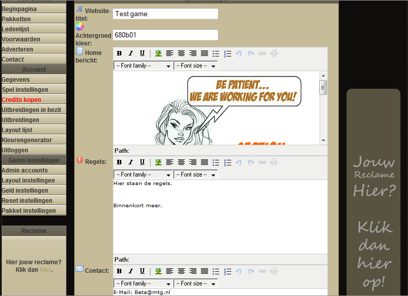 Make Your Own Game (soort script)-scrn-instellingen-png