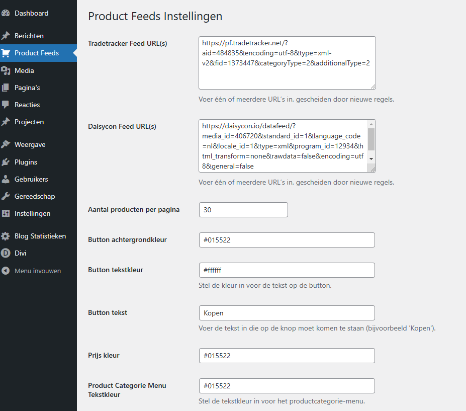 De ideale oplossing voor de affiliate marketeer in 2 minuten - Affiliate shop plugin-affiliate-marketing-shop-v1-backend-weergave-png