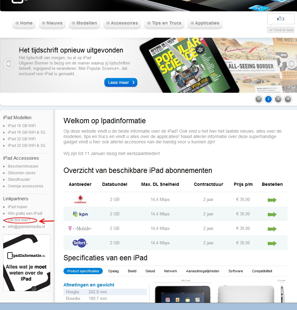 Veiling Tekstlink PR2 Mooie website | V.a. 1 euro-ipadinformatie-tekstlink-jpg