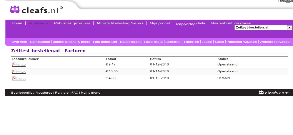 Affiliate website met inkomsten circa 25 euro p/m-inkomsten_zelftesten_cleafs-jpg