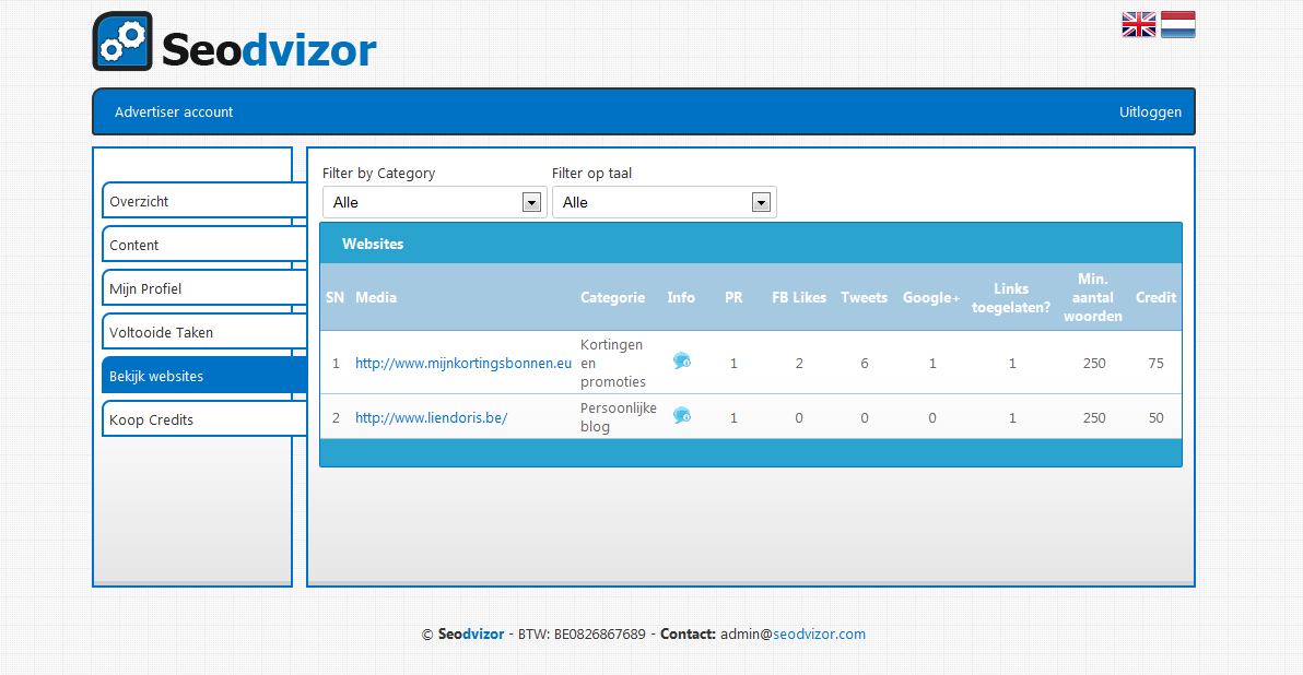 Webbased linkbuilding tool - volledig custom - UNIEK in Benelux-screen1-png