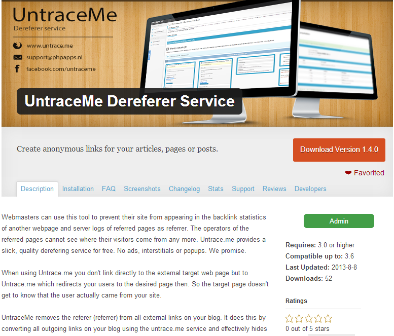 Untrace Me dereferrer en short url service-wordpress_screen-png