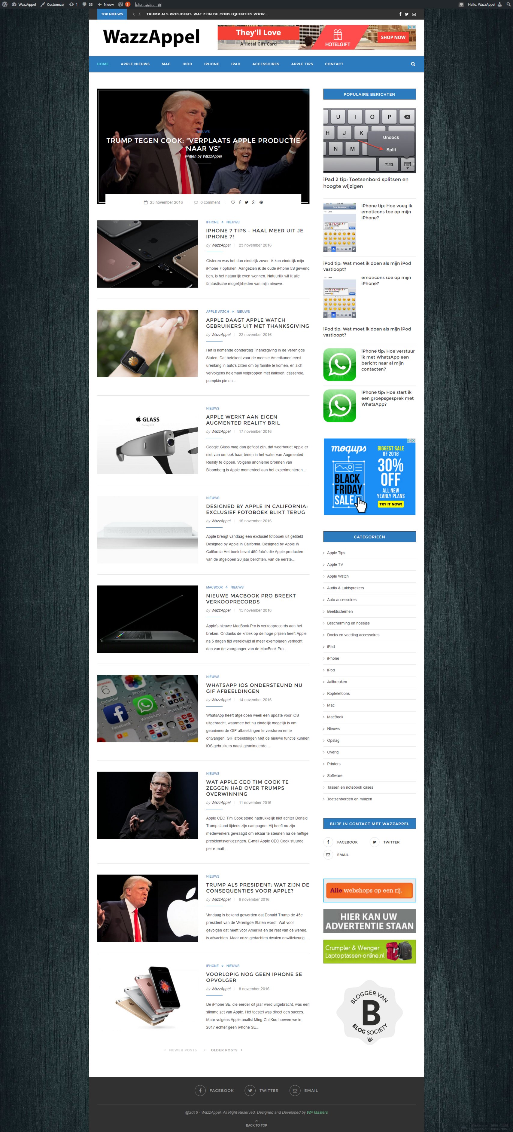 Goed bezochte Apple blog www.wazzappel.nl te koop-wazzappel-screenshot-jpg