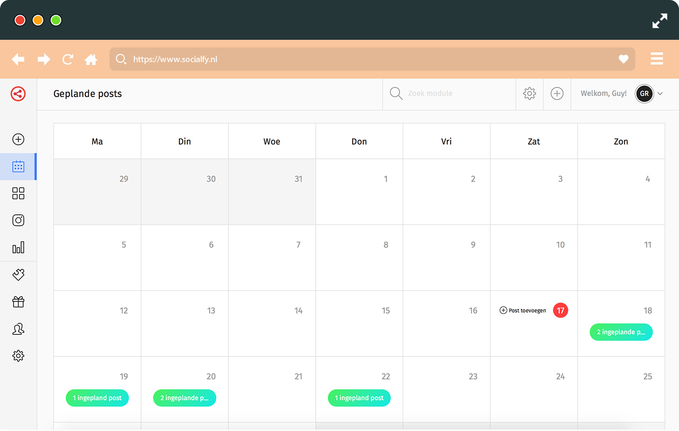 Socialfy - Instagram automatisering platform-kalender-png