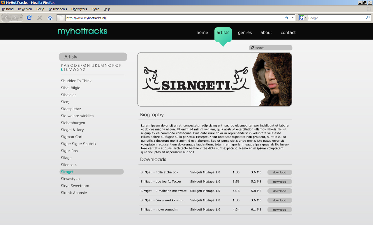 Richtprijs bouwen website-artistpage-jpg